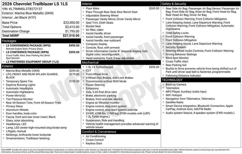 New 2026 Chevrolet TrailBlazer LS w/ LS Convenience Package FWD image 11