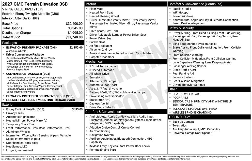 New 2027 GMC Terrain Elevation w/ Elevation Premium Package AWD/4WD image 46