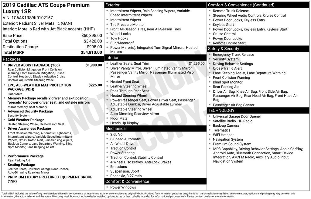 Used 2019 Cadillac ATS Premium Luxury w/ Driver Assist Package AWD/4WD image 11