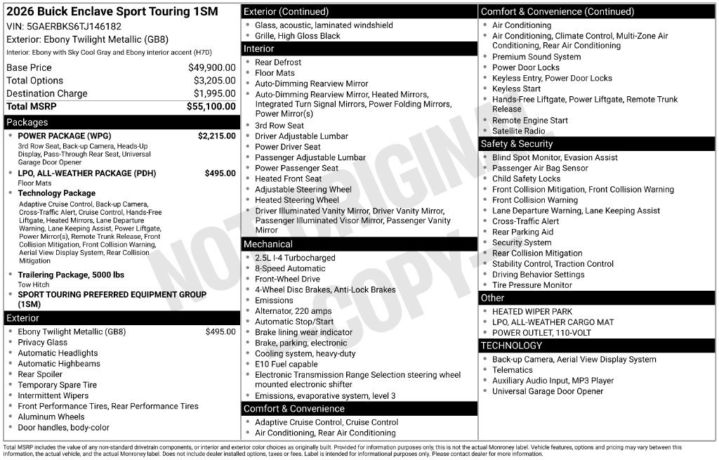 New 2026 Buick Enclave Sport Touring w/ Power Package FWD image 31
