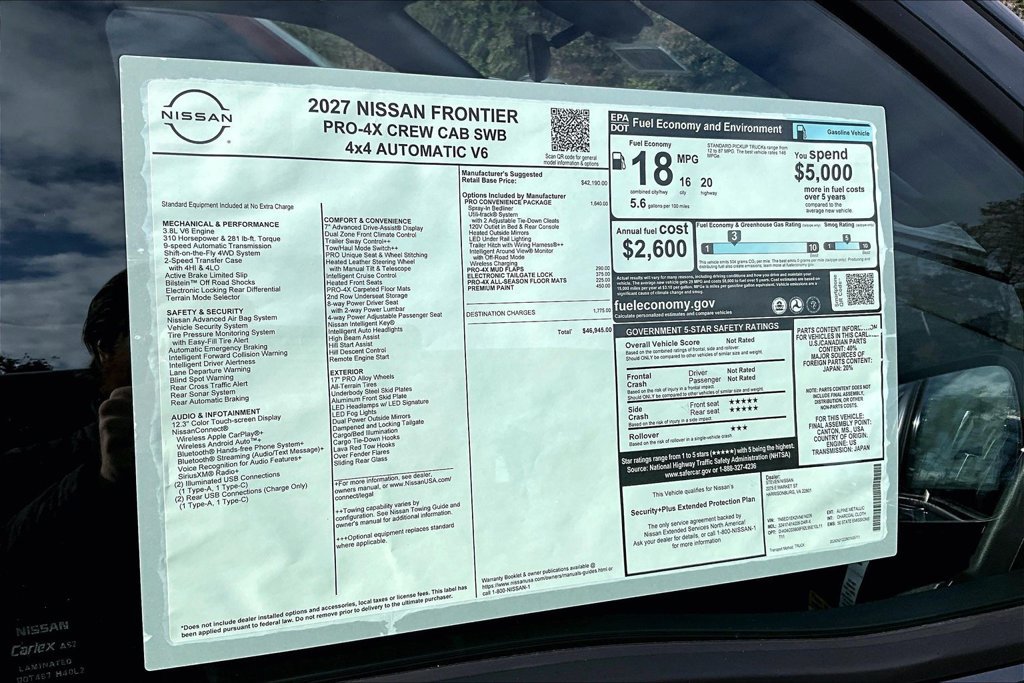 New 2027 Nissan Frontier PRO-4X w/ Pro Convenience Package AWD/4WD image 40