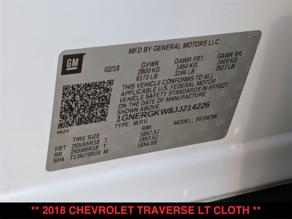 Used 2018 Chevrolet Traverse LT image 29