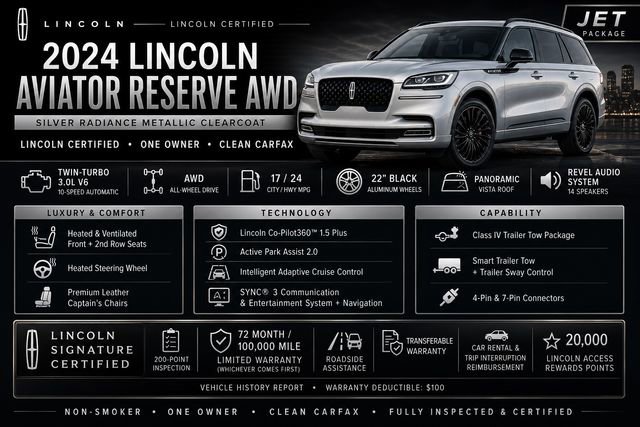 Certified 2024 Lincoln Aviator Reserve w/ Jet Package AWD/4WD image 3