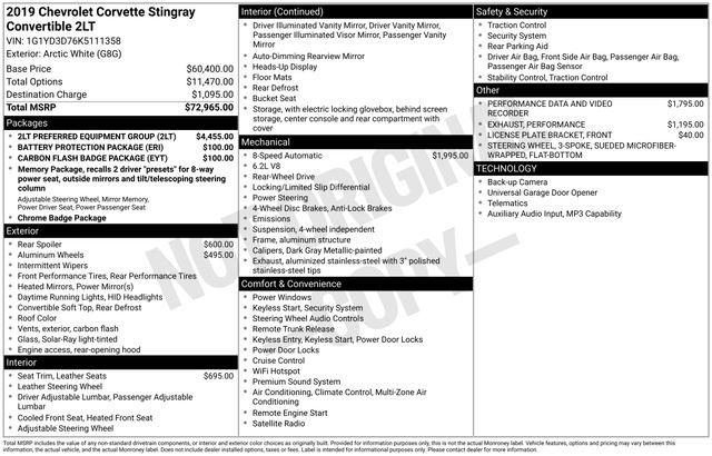 Used 2019 Chevrolet Corvette Stingray Convertible w/ 2LT Preferred Equipment Group image 28