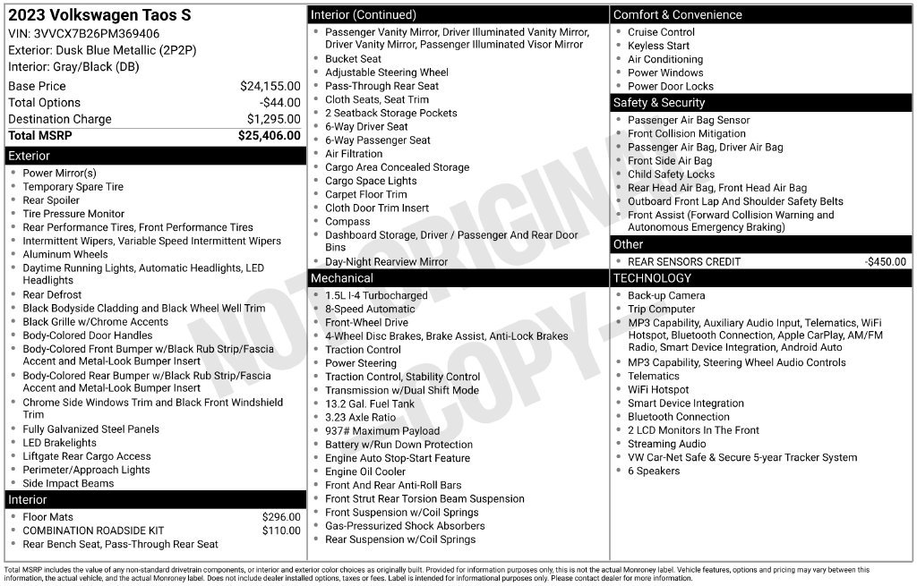 Certified 2023 Volkswagen Taos S FWD image 10