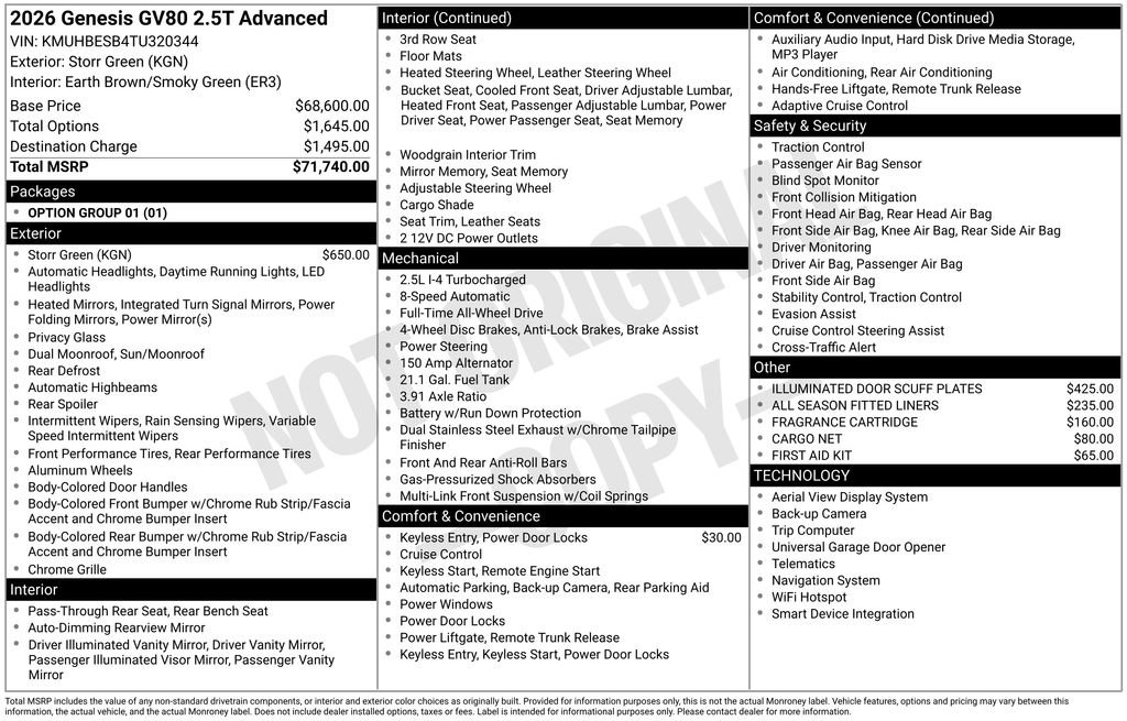 New 2026 Genesis GV80 2.5T Advanced image 4
