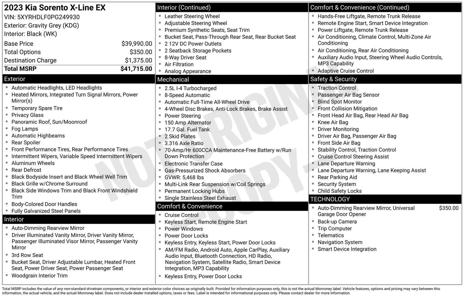 Certified 2023 Kia Sorento X-Line EX AWD/4WD image 38