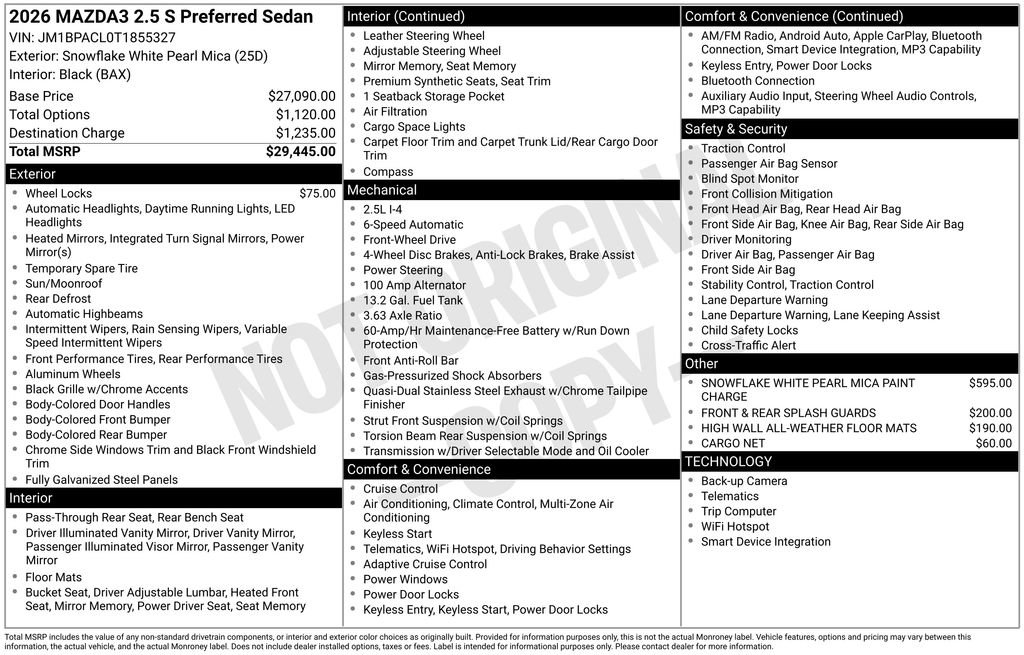 New 2026 MAZDA MAZDA3 2.5 S Sedan w/ Preferred Pkg image 9