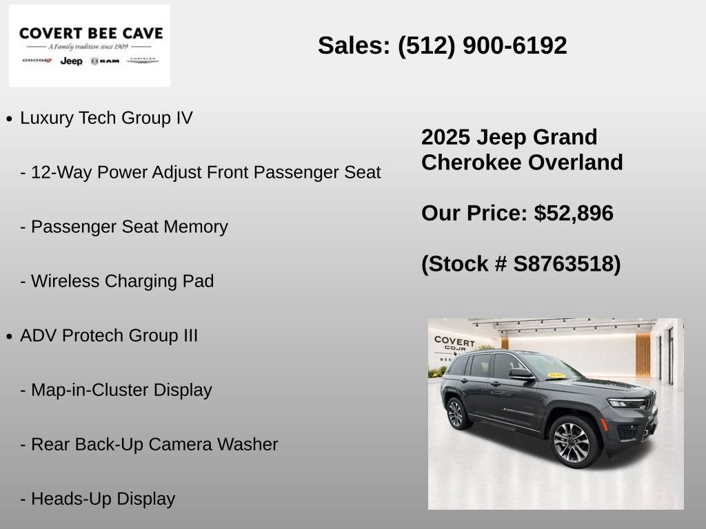 New 2025 Jeep Grand Cherokee Overland w/ Adv Protech Group III AWD/4WD image 13