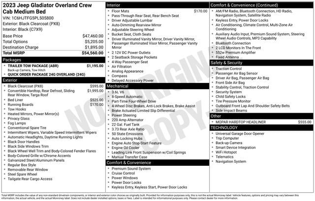 Used 2023 Jeep Gladiator Overland w/ Trailer Tow Package AWD/4WD image 39