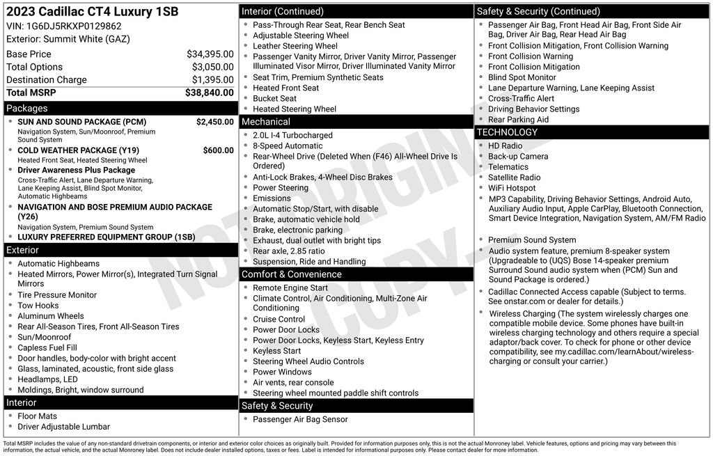 Used 2023 Cadillac CT4 Luxury w/ Sun And Sound Package RWD image 38