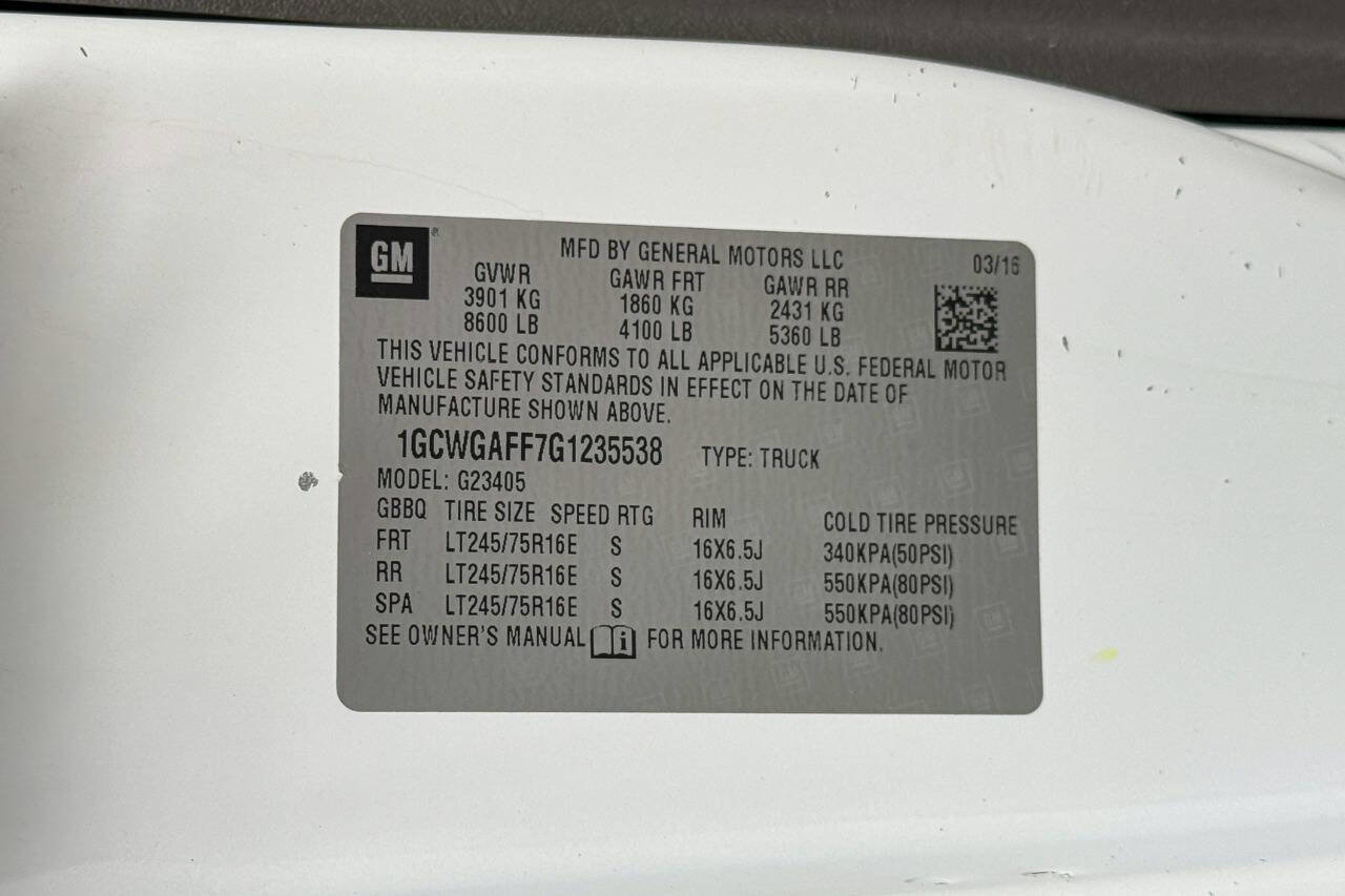 Used 2016 Chevrolet Express 2500 2500 3dr Cargo Van image 21