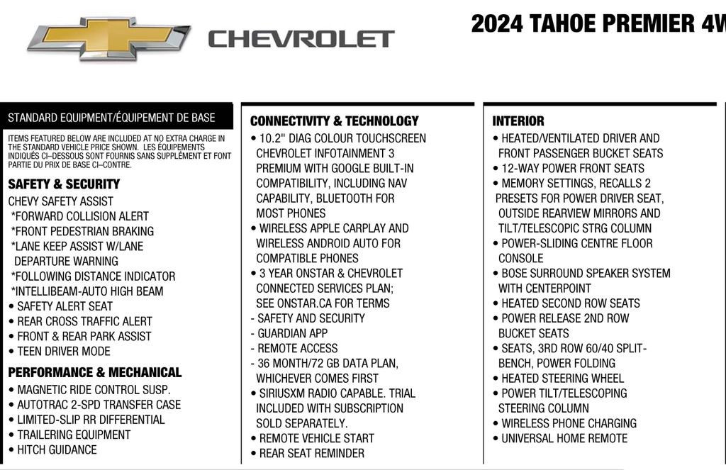 Used 2024 Chevrolet Tahoe Premier w/ Premium Package AWD/4WD image 3