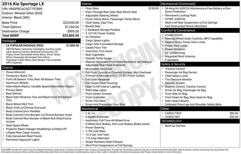 Used 2016 Kia Sportage LX w/ LX Popular Package image 2