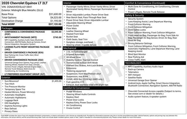 Used 2020 Chevrolet Equinox LT AWD/4WD image 4