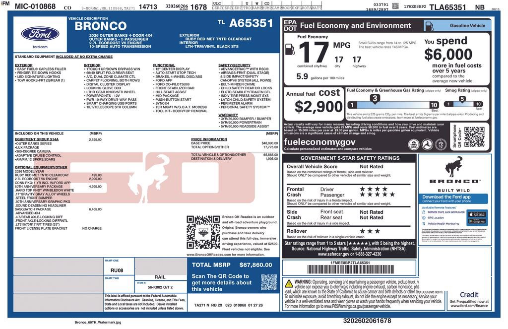 New 2026 Ford Bronco Outer Banks w/ Sasquatch Package image 13
