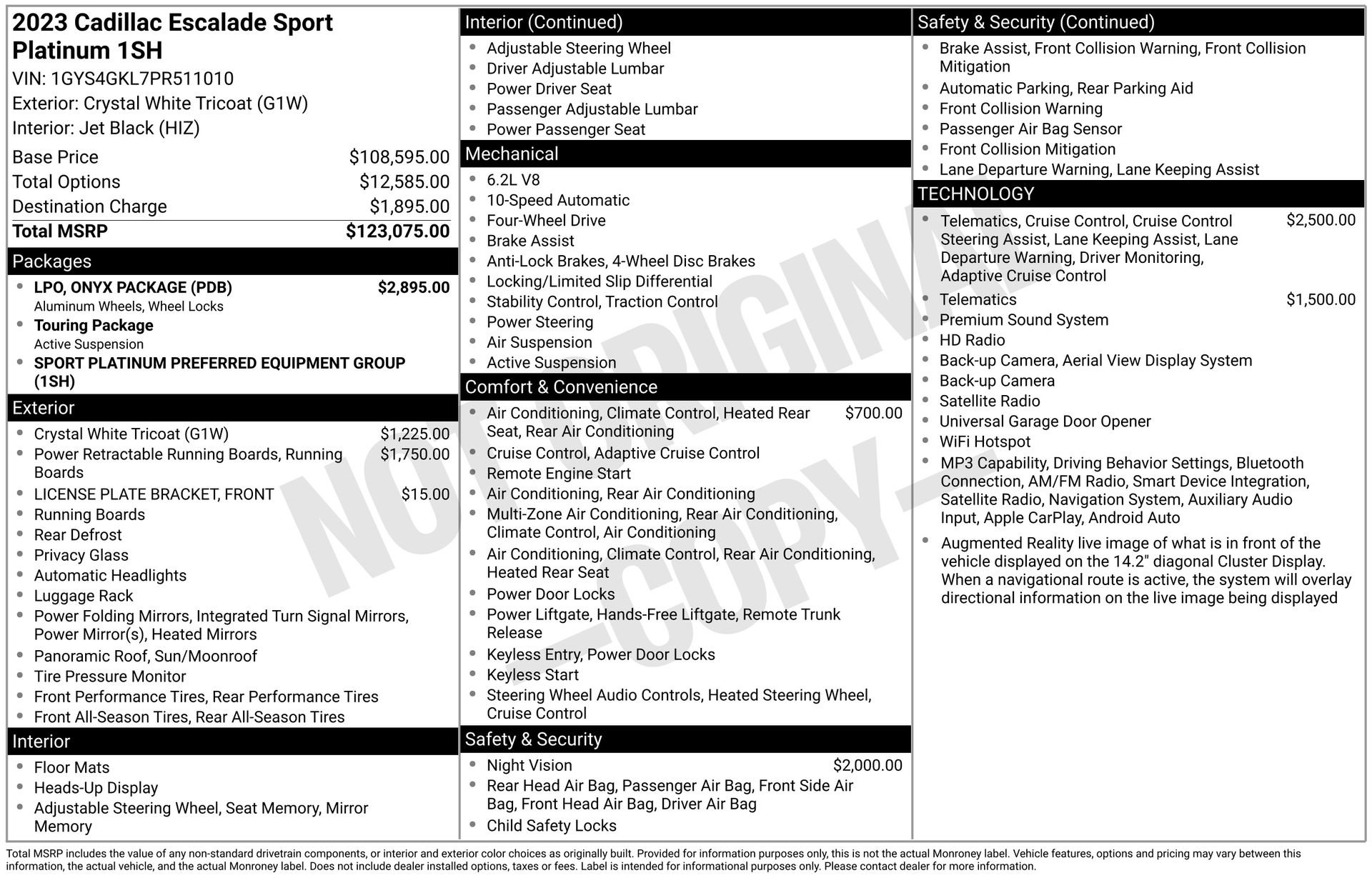 Certified 2023 Cadillac Escalade Sport Platinum w/ LPO, ONYX Package AWD/4WD image 46