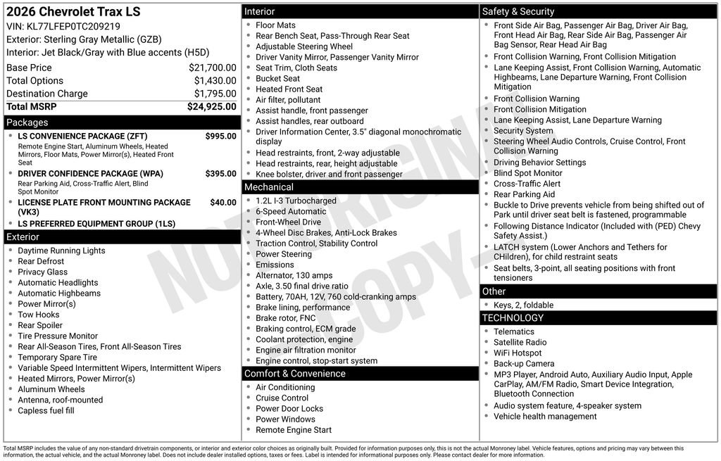 New 2026 Chevrolet Trax LS w/ LS Convenience Package FWD image 31