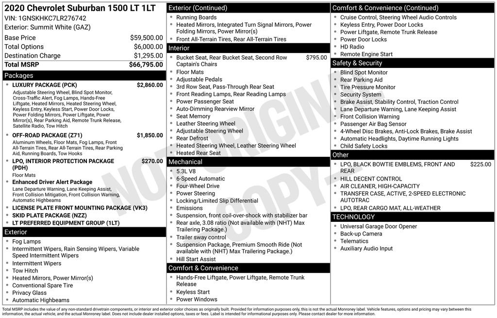 Used 2020 Chevrolet Suburban LT w/ Luxury Package AWD/4WD image 36
