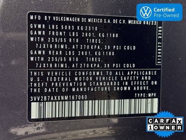 Certified 2022 Volkswagen Tiguan SE w/ Panoramic Sunroof Package image 33