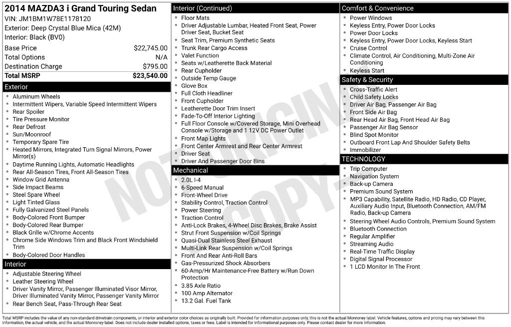 Used 2014 MAZDA MAZDA3 i Grand Touring FWD image 38