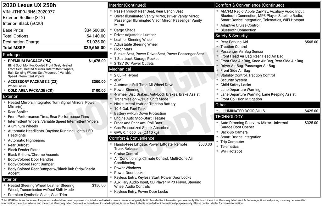 Used 2020 Lexus UX 250h w/ Premium Package image 4