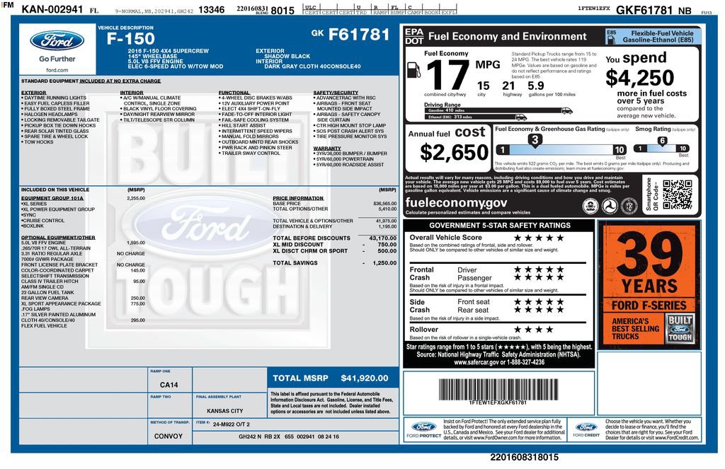 Used 2016 Ford F150 XL w/ Equipment Group 101A Mid AWD/4WD image 9