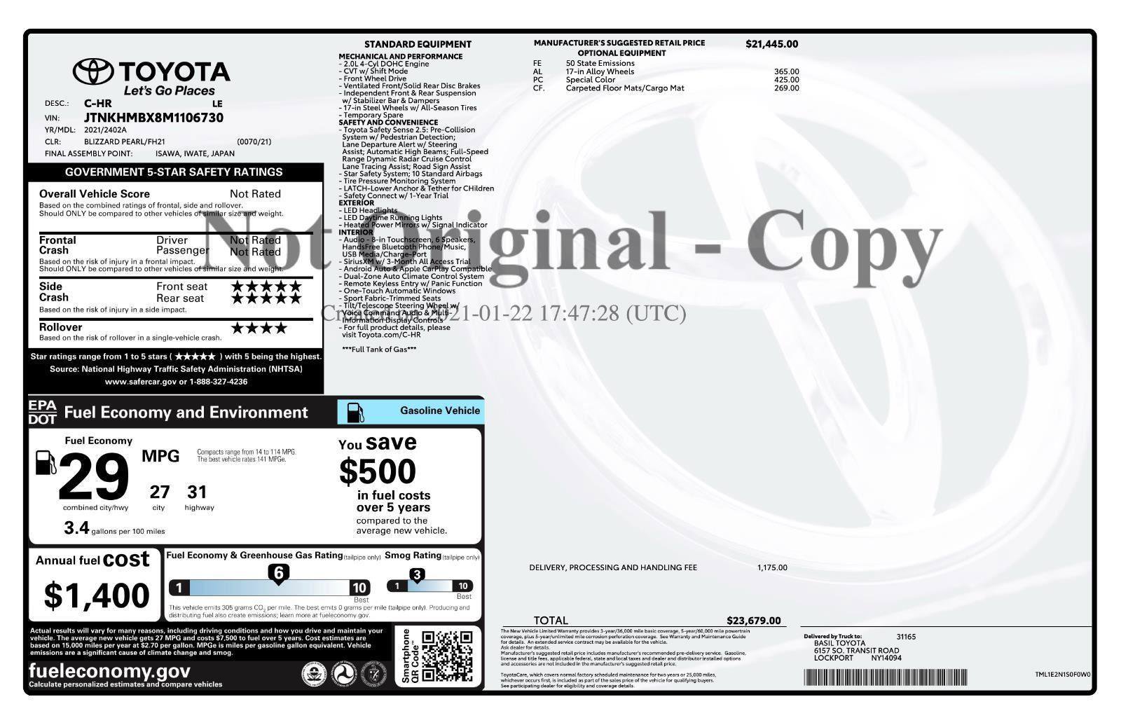 Used 2021 Toyota C-HR LE image 45