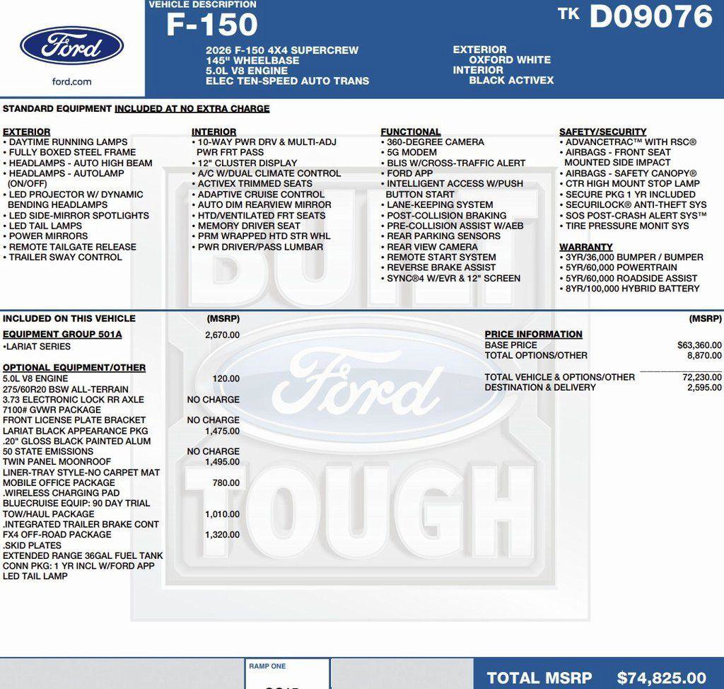 New 2026 Ford F150 Lariat w/ Equipment Group 501A Mid image 2