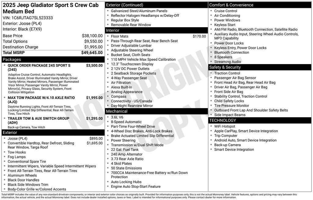 Used 2025 Jeep Gladiator Sport AWD/4WD image 5