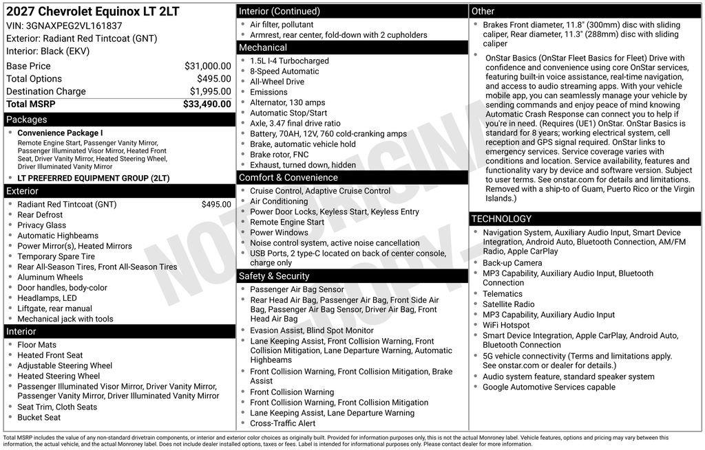New 2027 Chevrolet Equinox LT AWD/4WD image 4