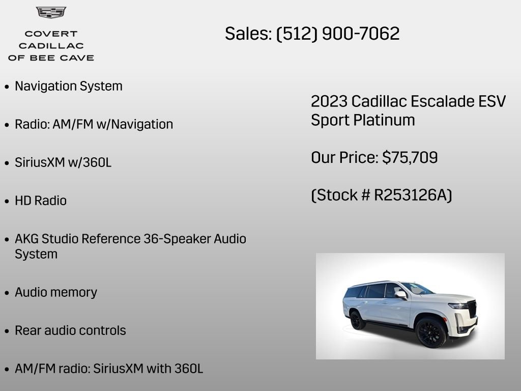 Certified 2023 Cadillac Escalade ESV Sport Platinum w/ LPO, ONYX Package image 38