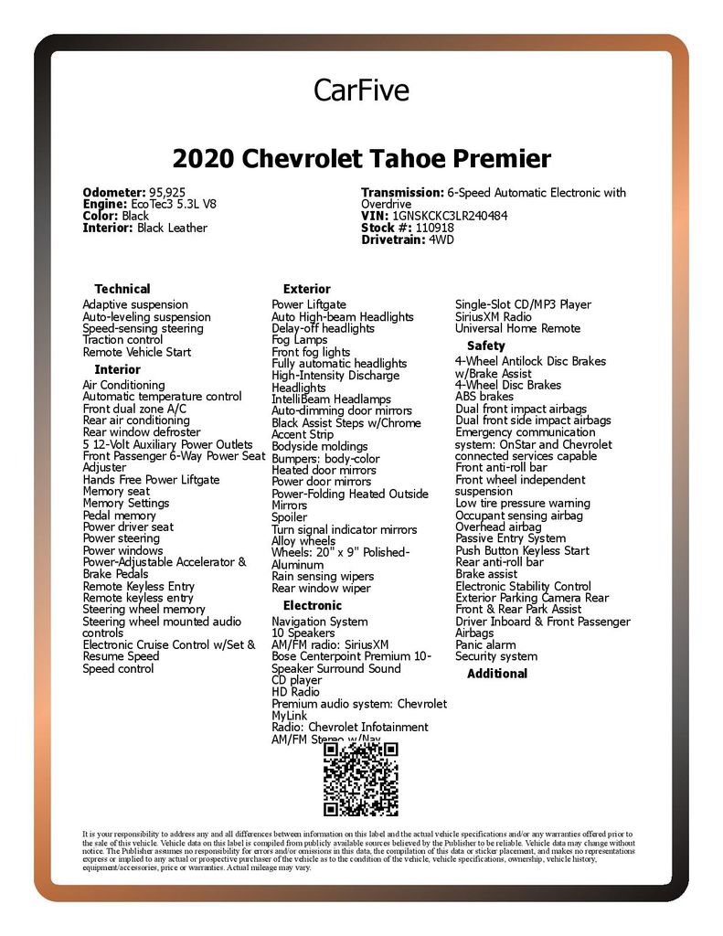 Used 2020 Chevrolet Tahoe Premier AWD/4WD image 32