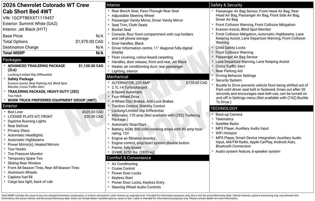 Certified 2026 Chevrolet Colorado W/T w/ Advanced Trailering Package AWD/4WD image 40