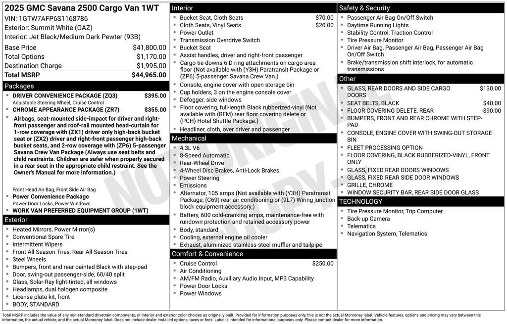 Used 2025 GMC Savana 2500 w/ Driver Convenience Package RWD image 9