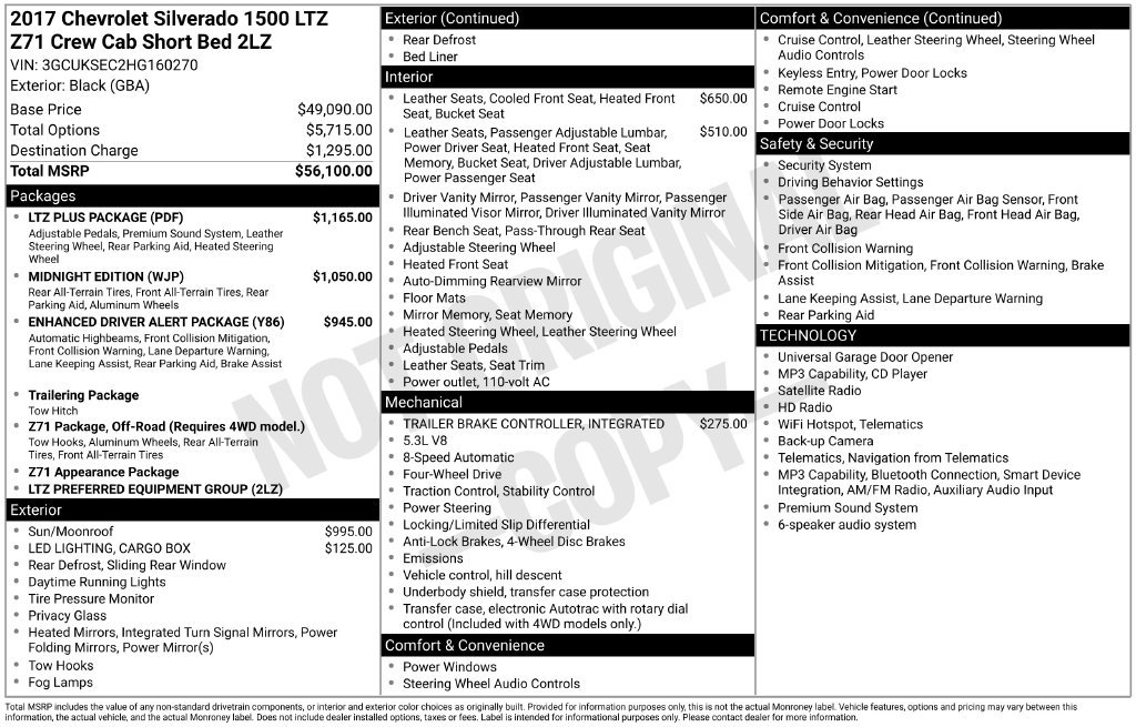 Used 2017 Chevrolet Silverado 1500 LTZ Z71 w/ LTZ Plus Package AWD/4WD image 2