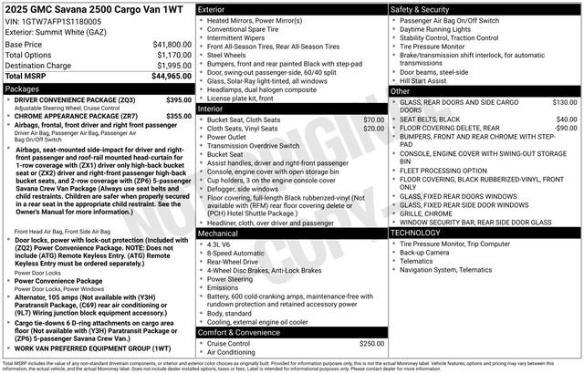 Used 2025 GMC Savana 2500 w/ Driver Convenience Package RWD image 13