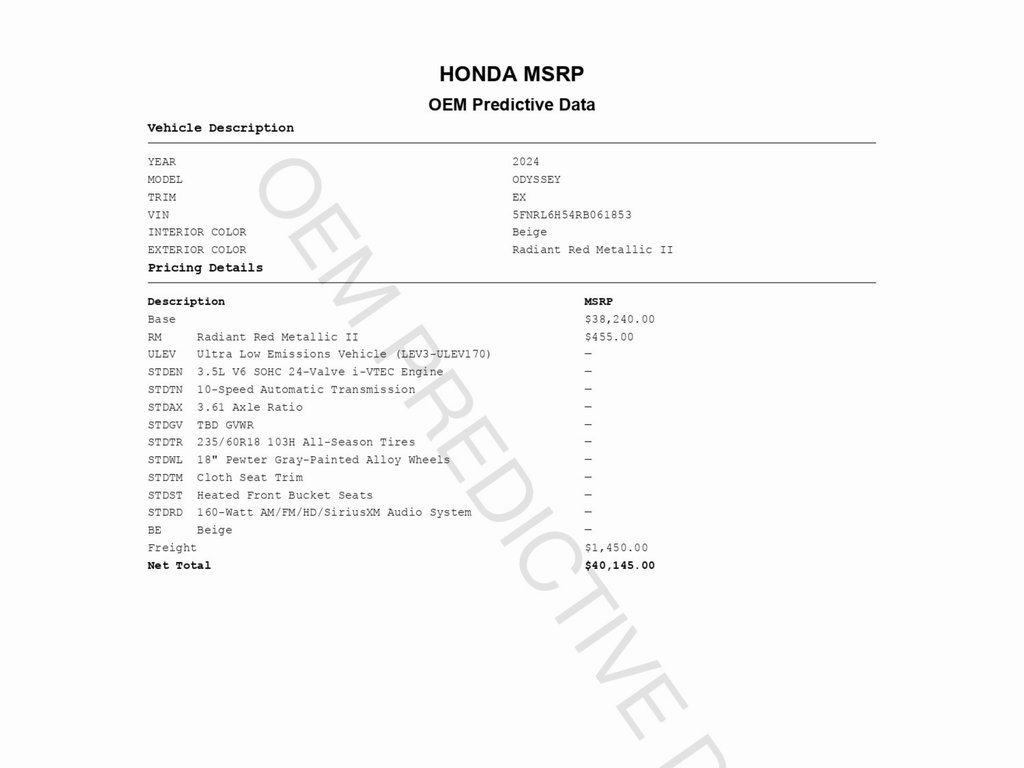 Used 2024 Honda Odyssey EX image 2