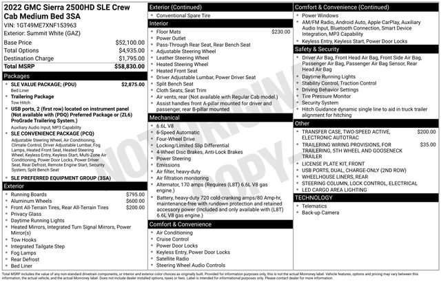 Used 2022 GMC Sierra 2500 SLE w/ SLE Value Package; image 35