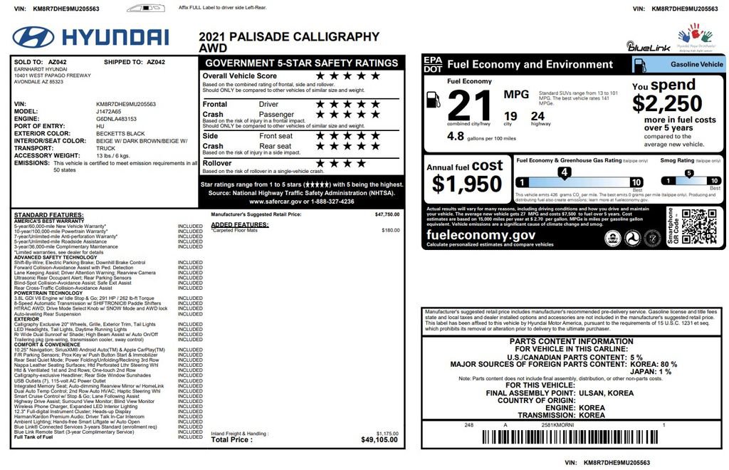 Used 2021 Hyundai Palisade Calligraphy image 3