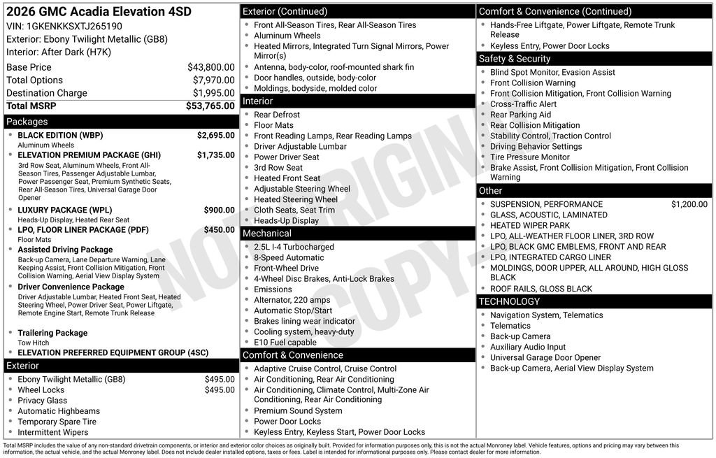 Used 2026 GMC Acadia Elevation w/ Black Edition FWD image 37
