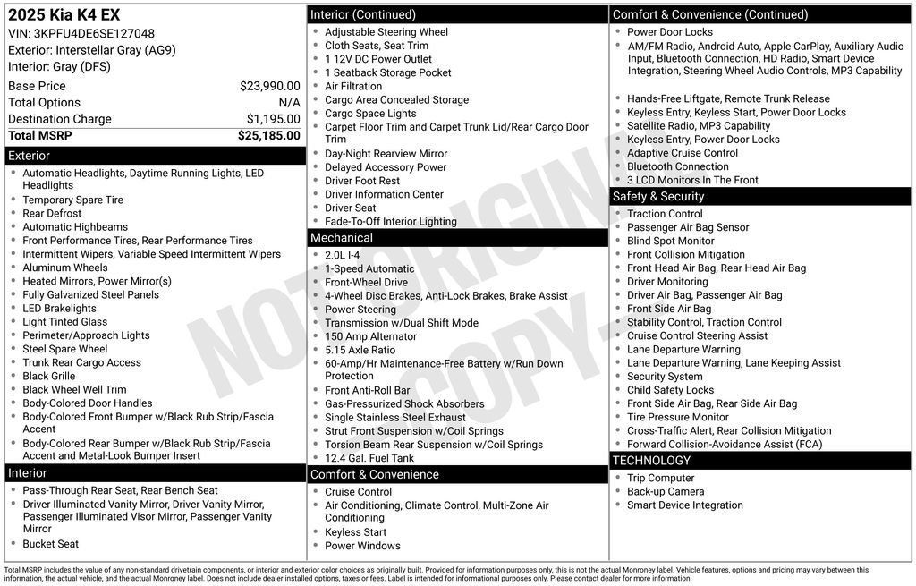 Used 2025 Kia K4 EX FWD image 12