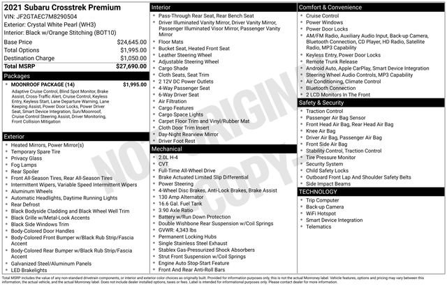 Used 2021 Subaru Crosstrek 2.0i Premium w/ Moonroof Package image 12