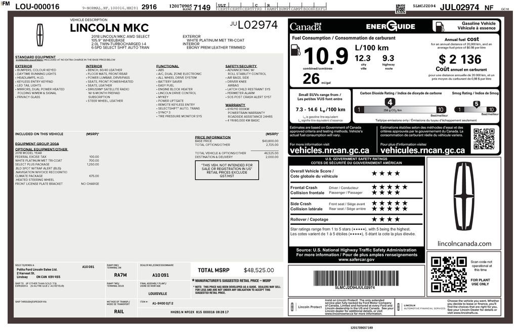 Used 2018 Lincoln MKC Select w/ Select Plus Package AWD/4WD image 7