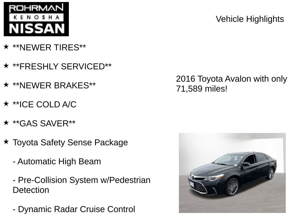 Used 2016 Toyota Avalon Limited w/ Toyota Safety Sense Package image 7
