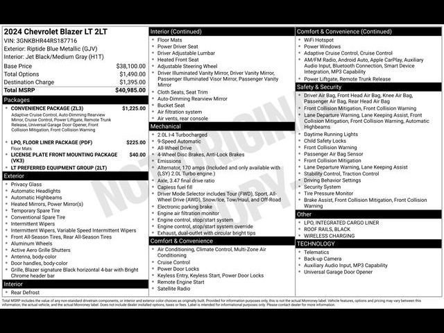 Certified 2024 Chevrolet Blazer LT w/ Convenience Package AWD/4WD image 24
