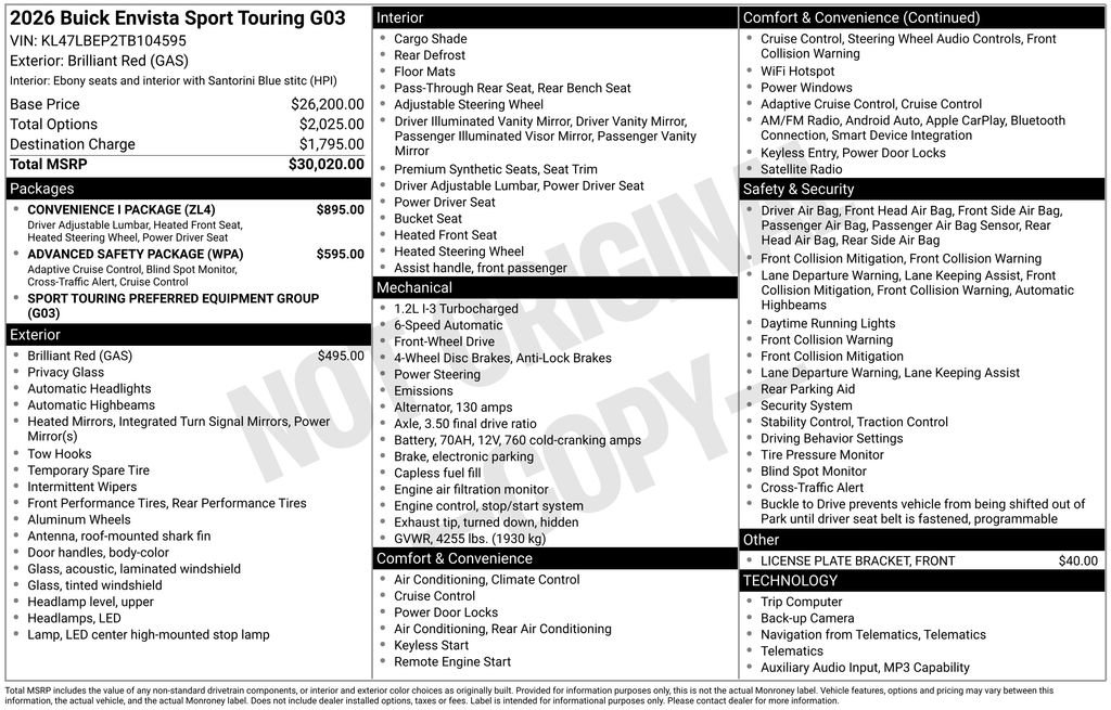 New 2026 Buick Envista Sport Touring w/ Convenience I Package FWD image 34