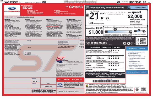 Certified 2019 Ford Edge ST w/ Cold Weather Package image 37