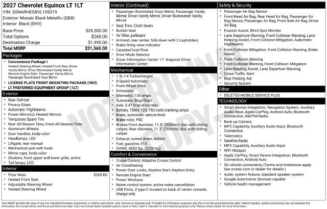 New 2027 Chevrolet Equinox LT FWD image 34