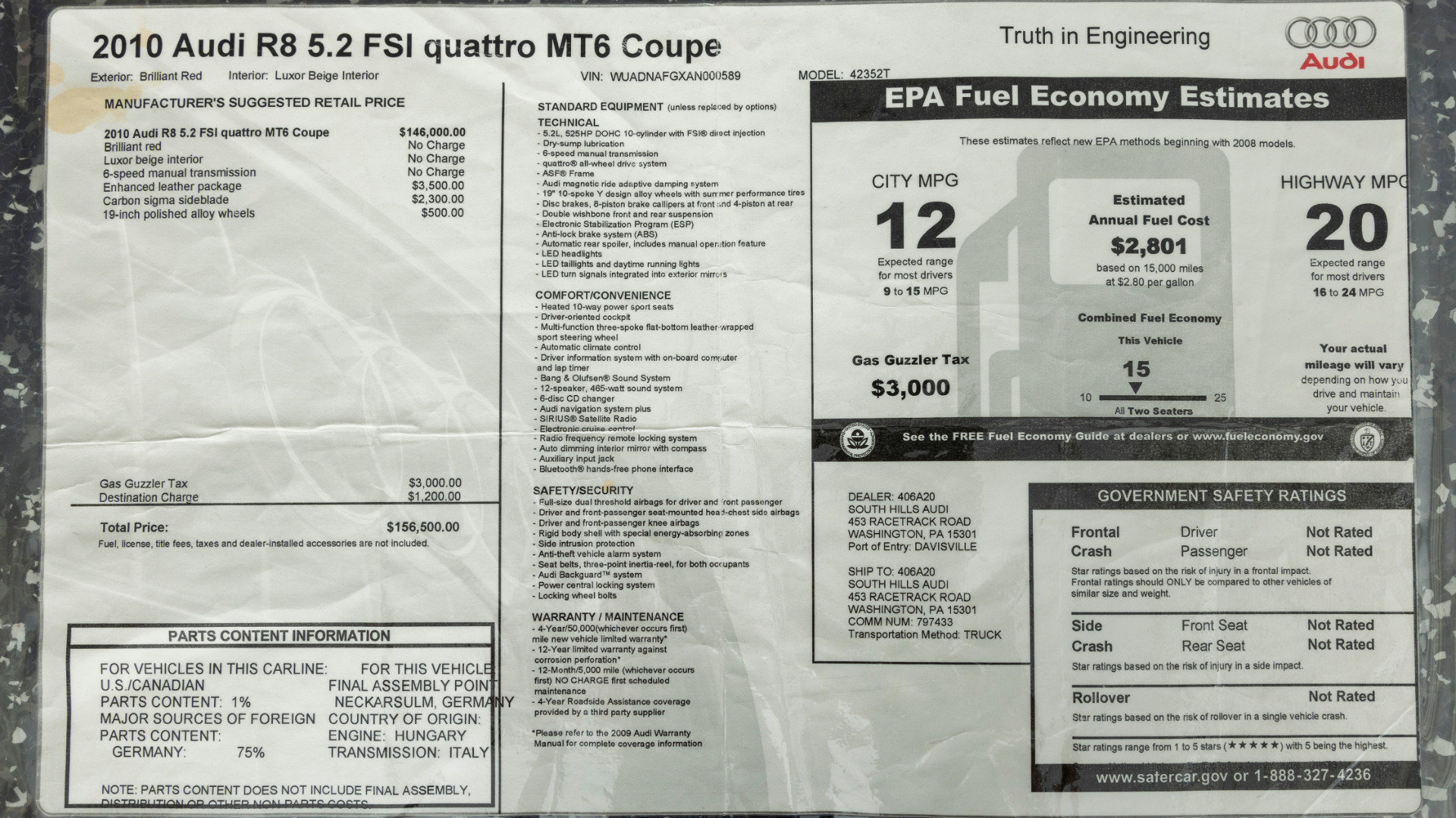 Used 2010 Audi R8 V10 AWD/4WD image 96